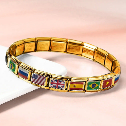 Gold World Flag Charms