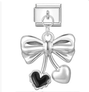 Silver Bow with Hearts