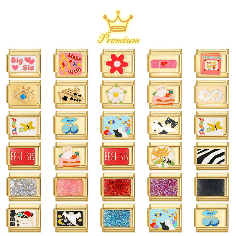 Gold Enamel Charms, Cute and Glitter