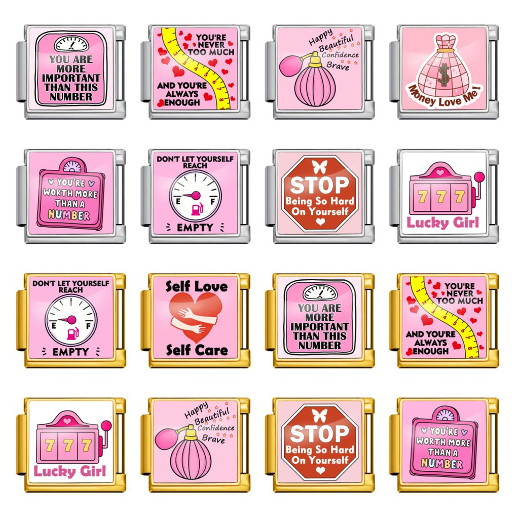 Pink Self-Love Charms, Silver and Gold