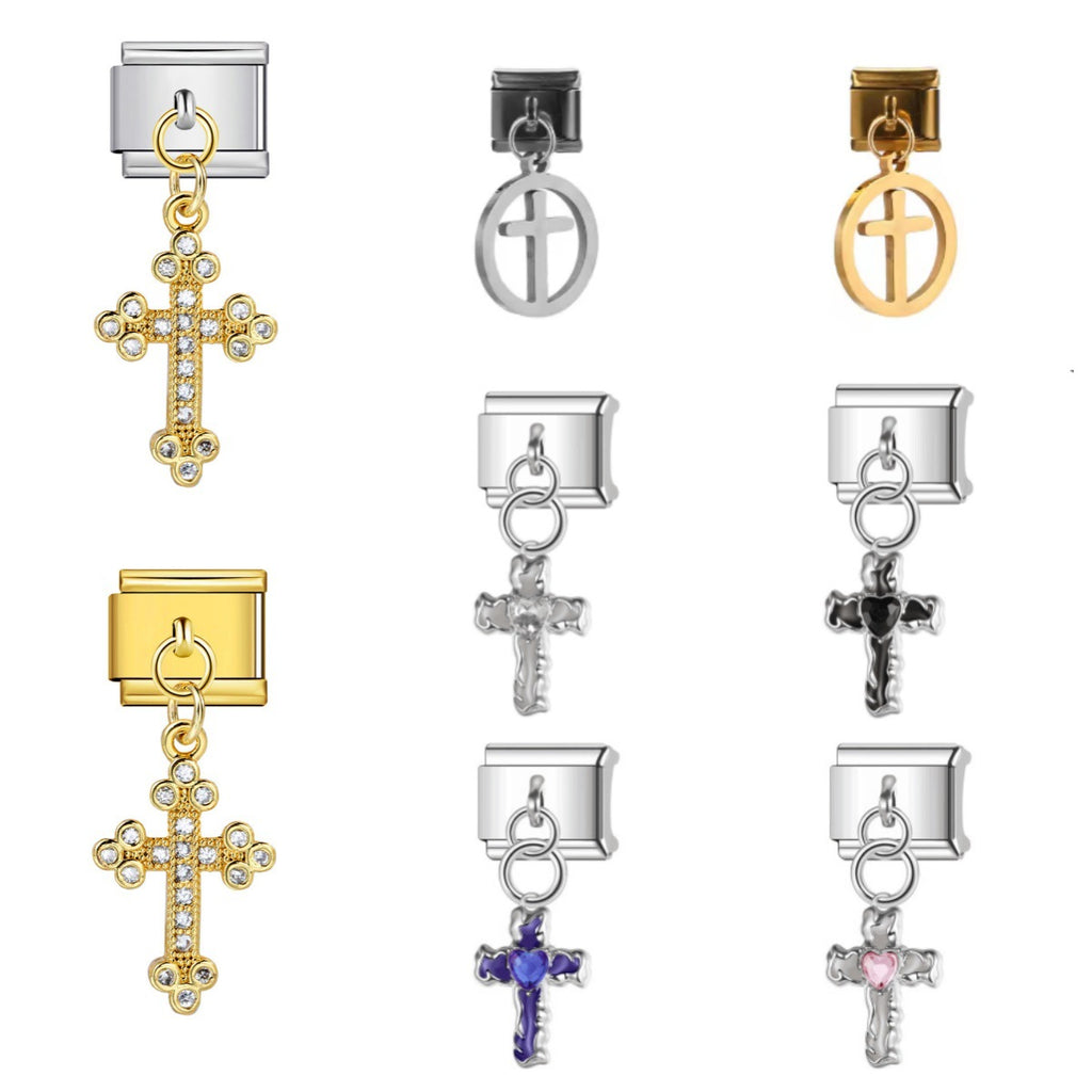 Cross Dangle Charms, Silver and Gold