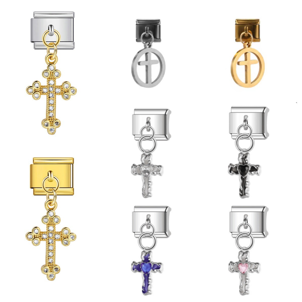 Cross Dangle Charms, Silver and Gold
