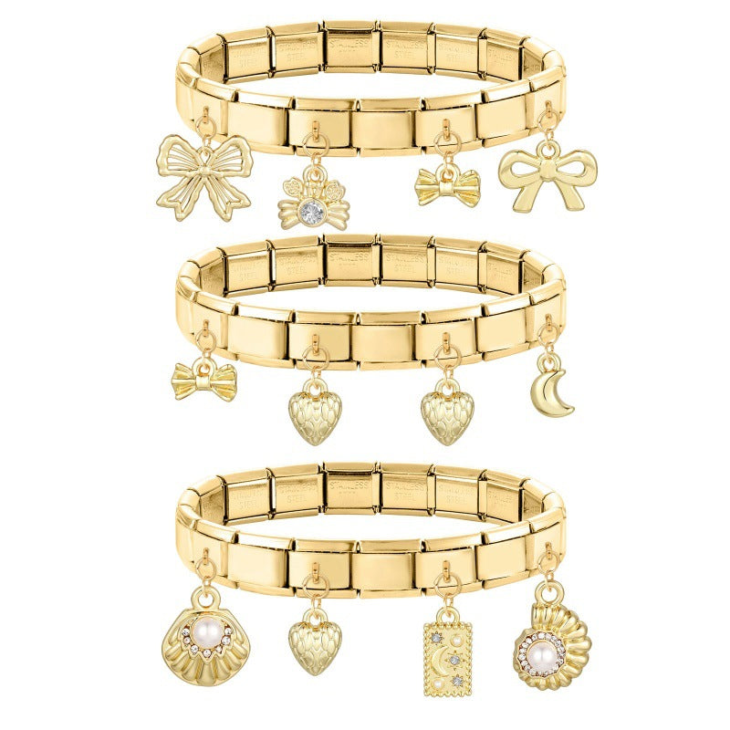 Gold Dangle Charms, Bows and Shells