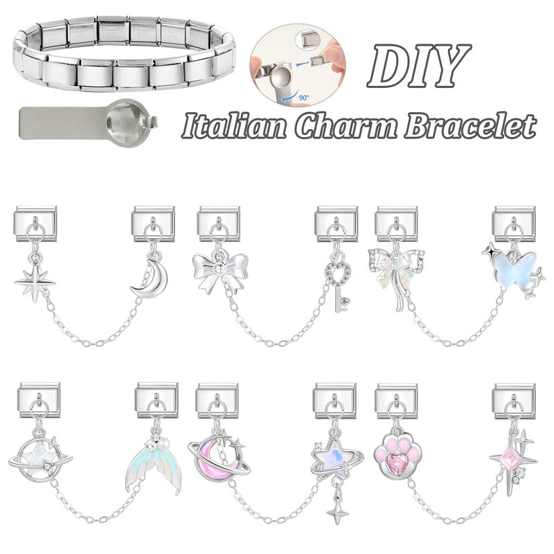 Silver Double Dangle Charms with Chain