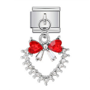 Red Bow with Crystal Heart
