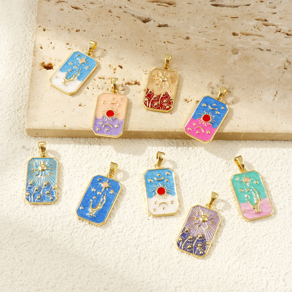 Enamel Tarot Pendants, Gold