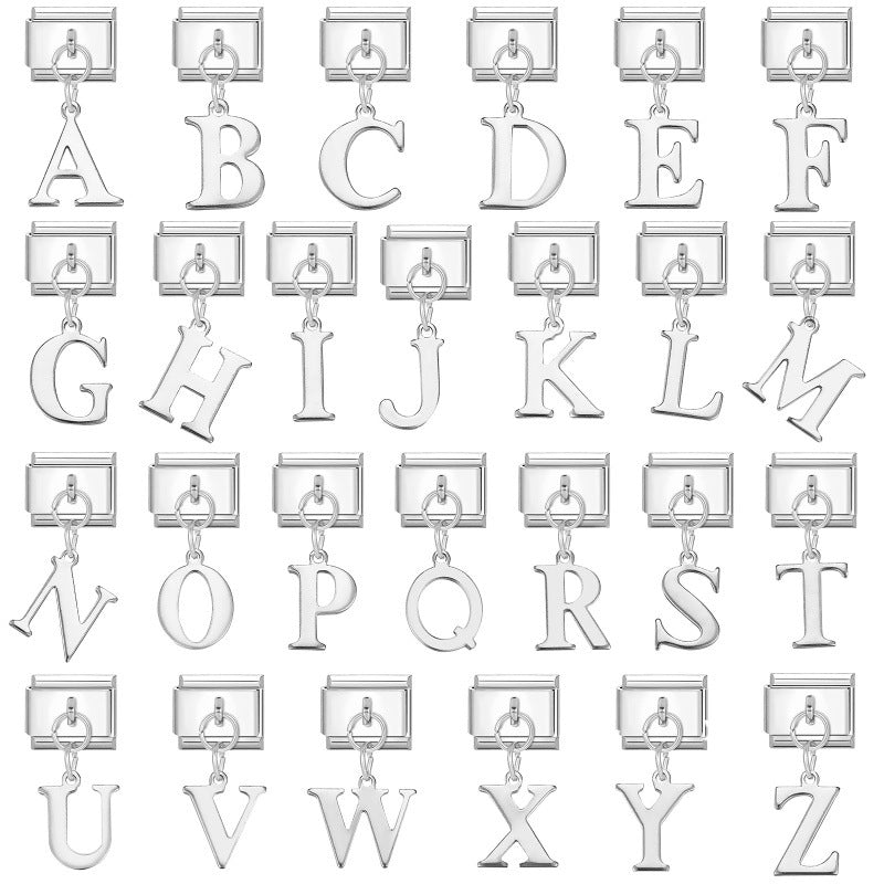 Silver Letter Dangle Charms