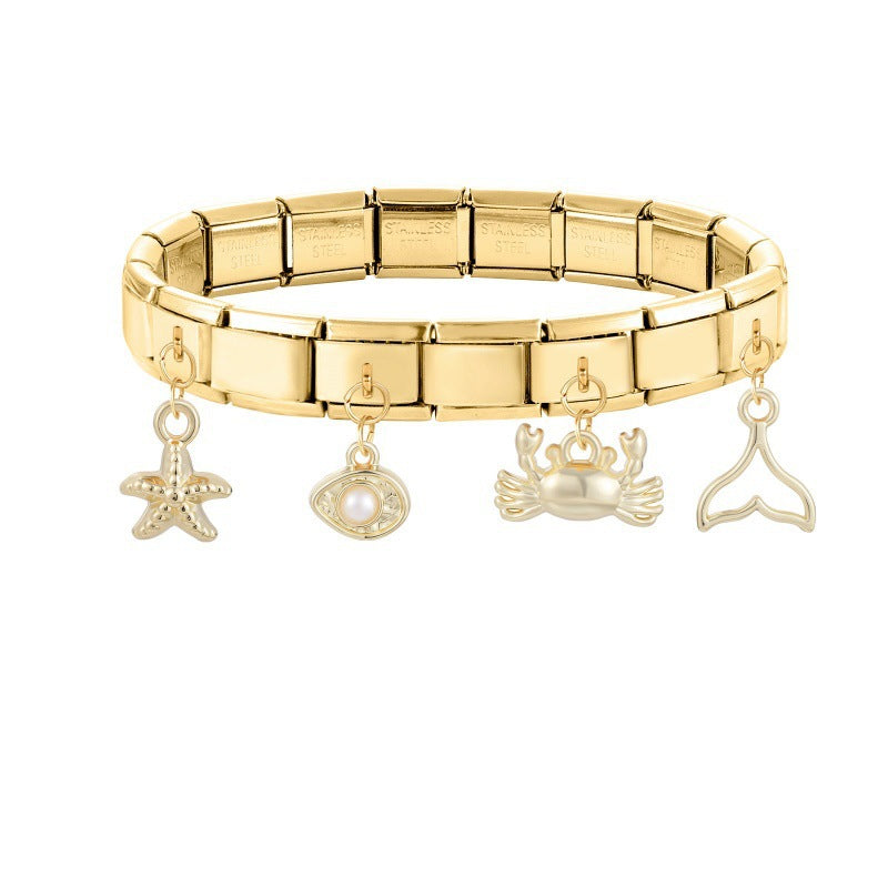 Gold Dangle Charms, Sea Life and Hearts