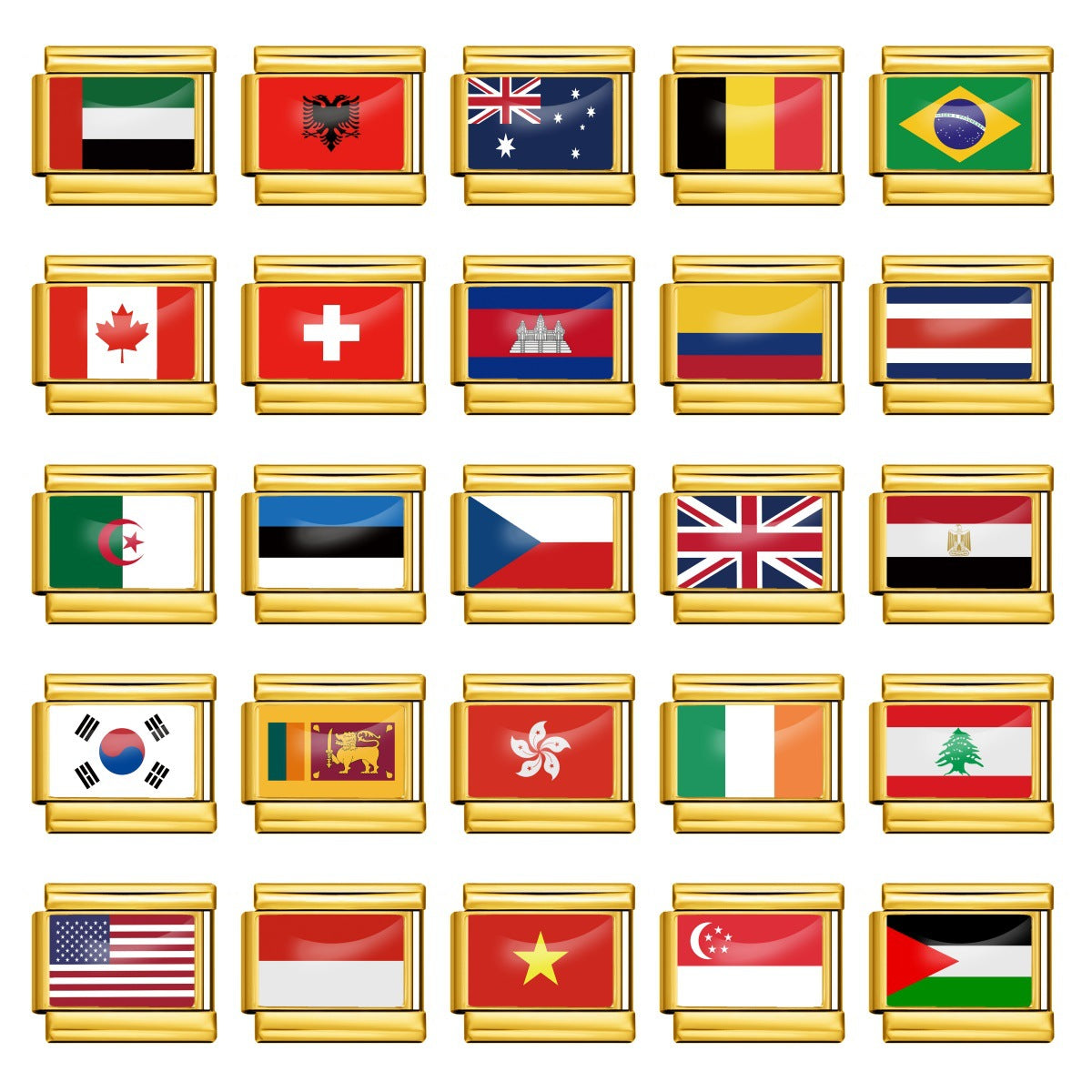 Gold World Flag Charms