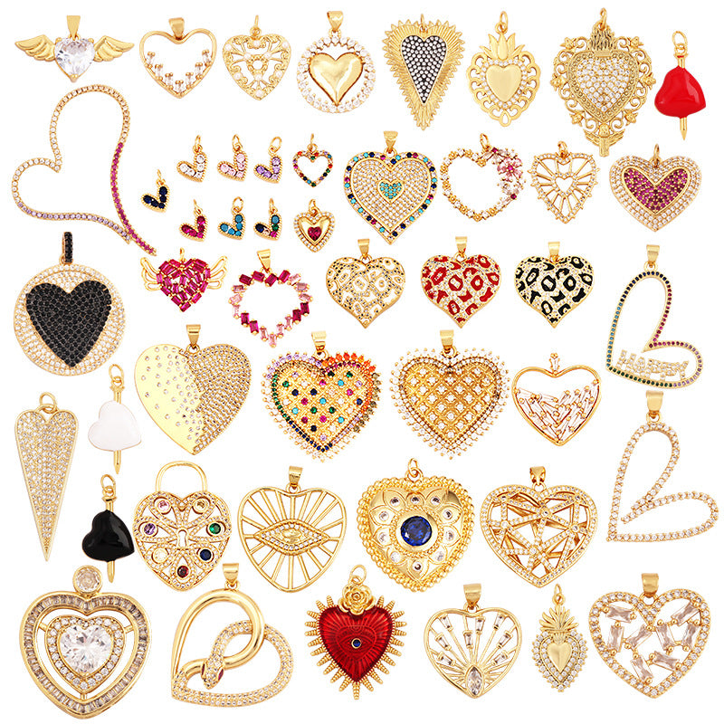 Crystal Heart Pendants, Necklace Charms