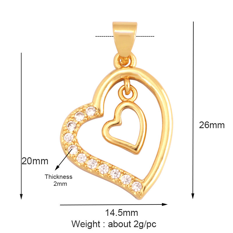 Open Double Heart Gold