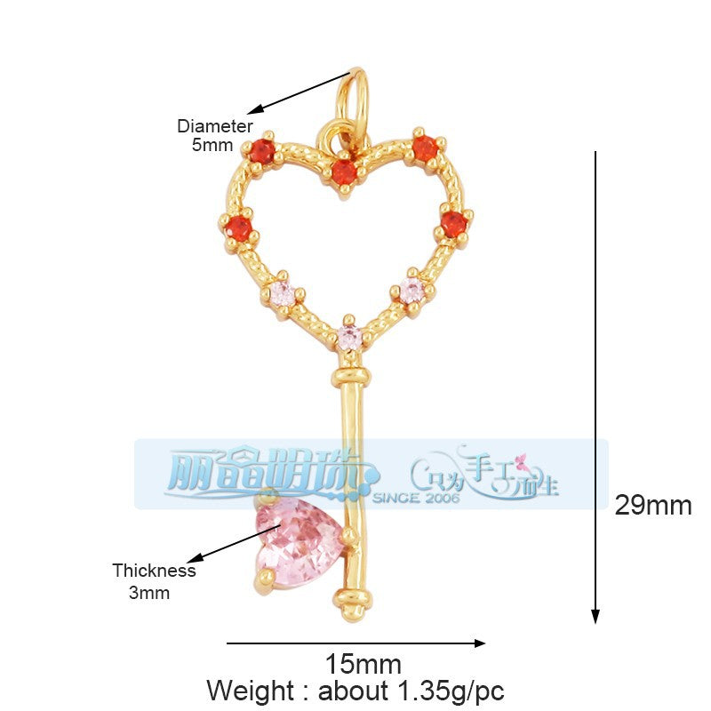 Pink Gem Heart Key
