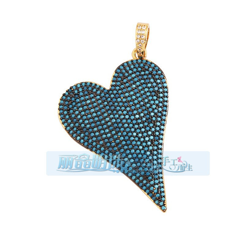 Pave Long Heart Turquoise