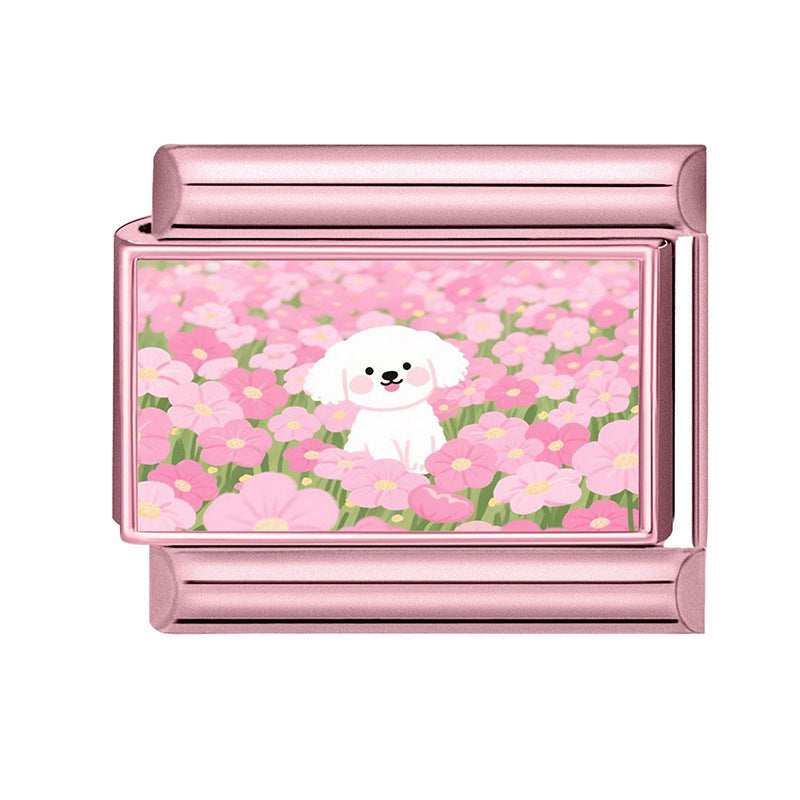 Puppy in Flower Field