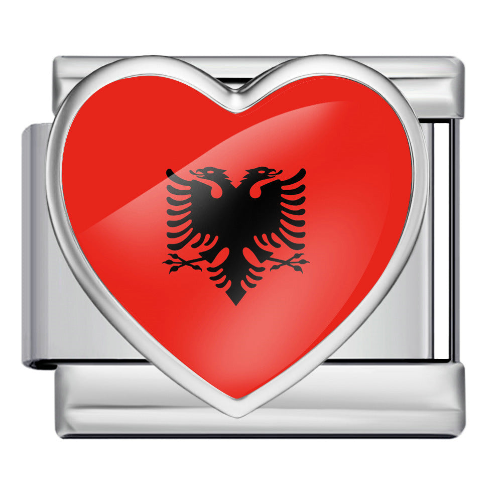 Albania Flag, Silver
