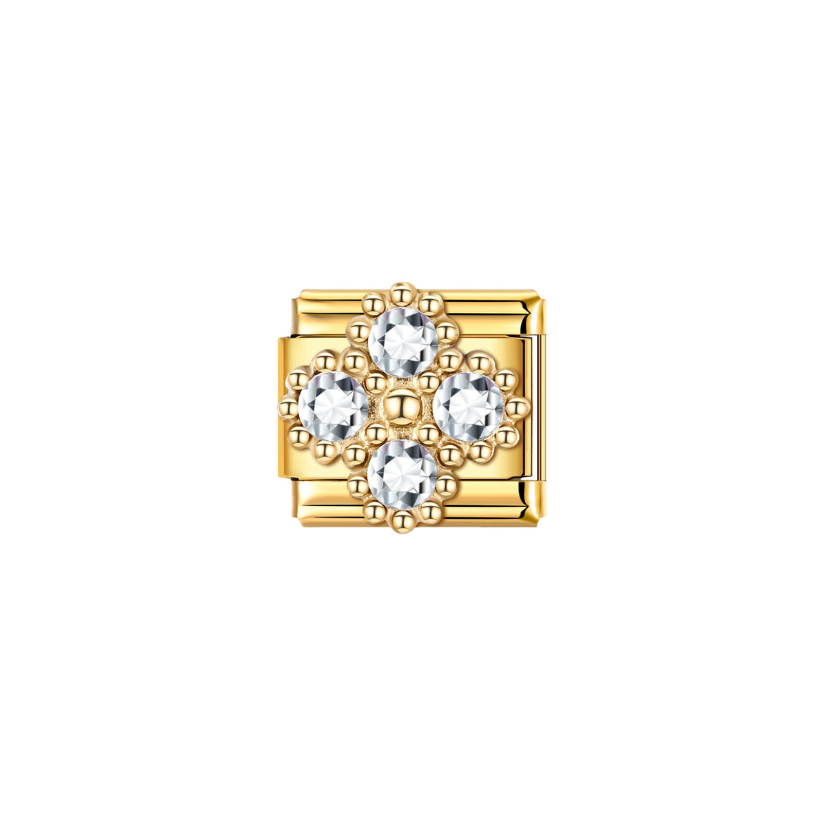Gold Enamel Flower Charms with Crystal