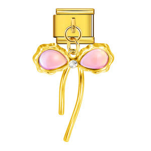 Pink Opal Bow, Gold