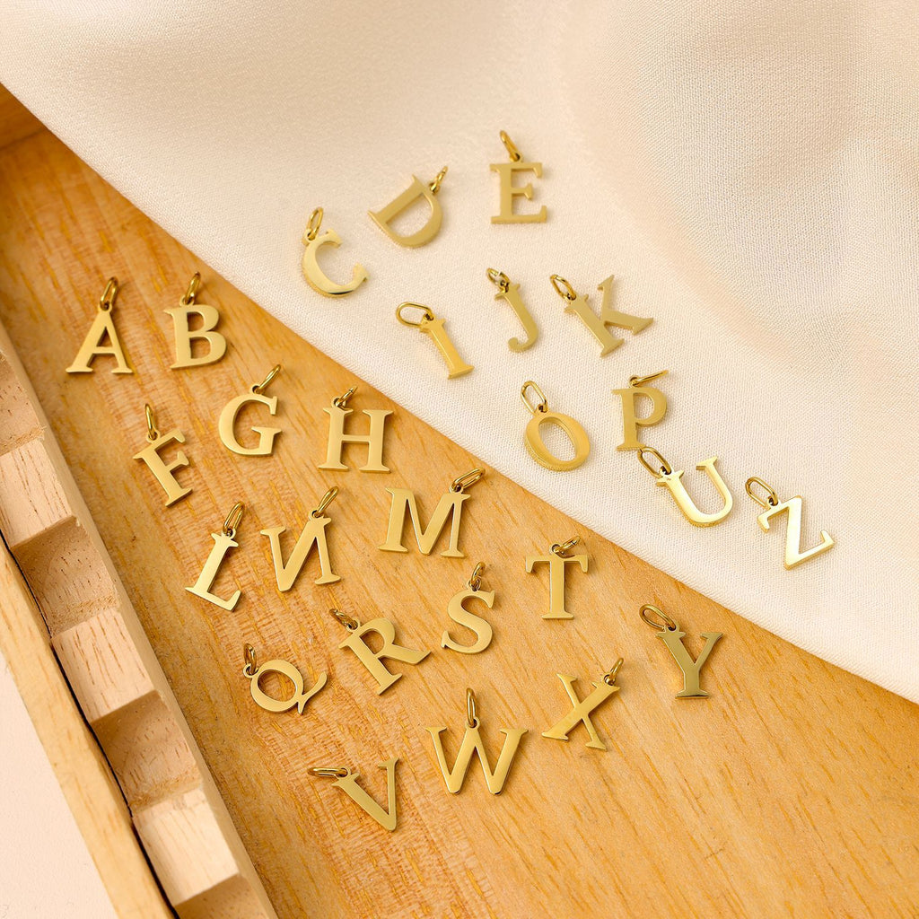 Gold and Silver Letter Necklace Charms