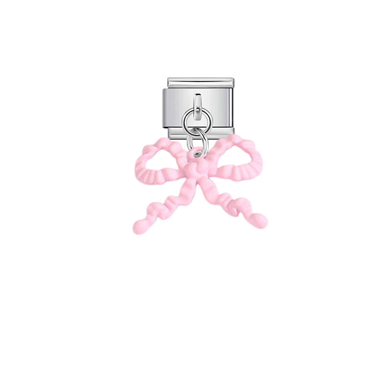 Pink Ribbon Bow Dangle Charms