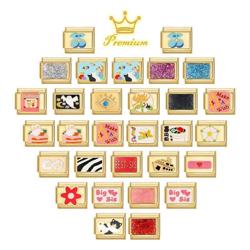 Gold Enamel Charms, Cute and Glitter