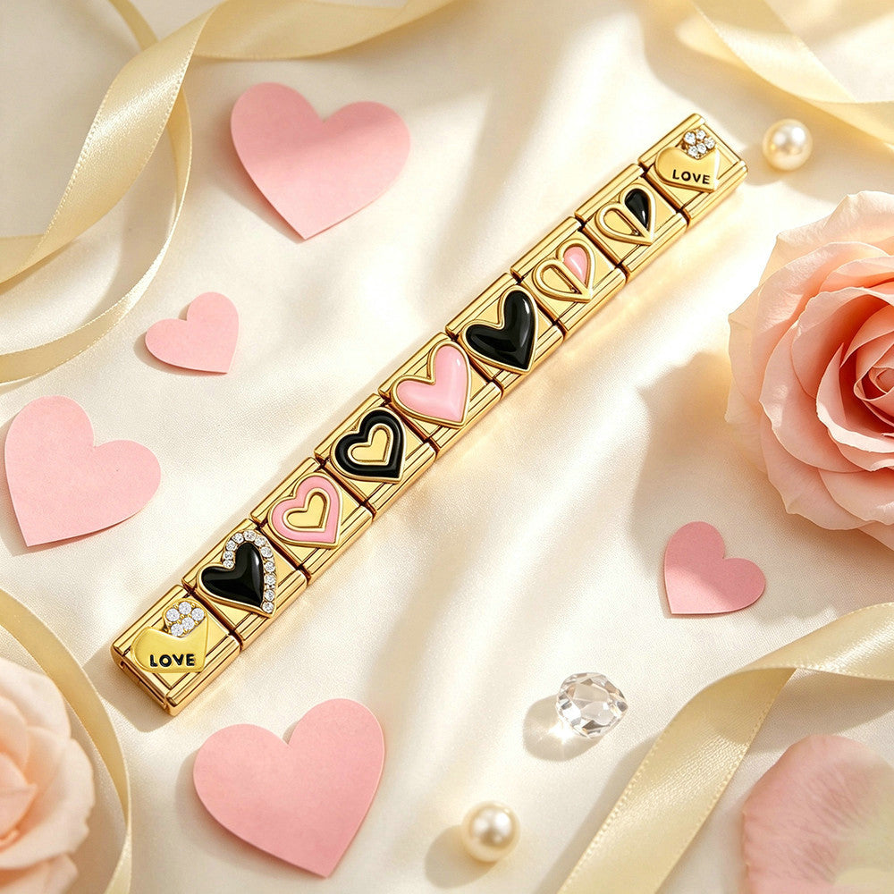 Gold Enamel Charms, Hearts and Bows