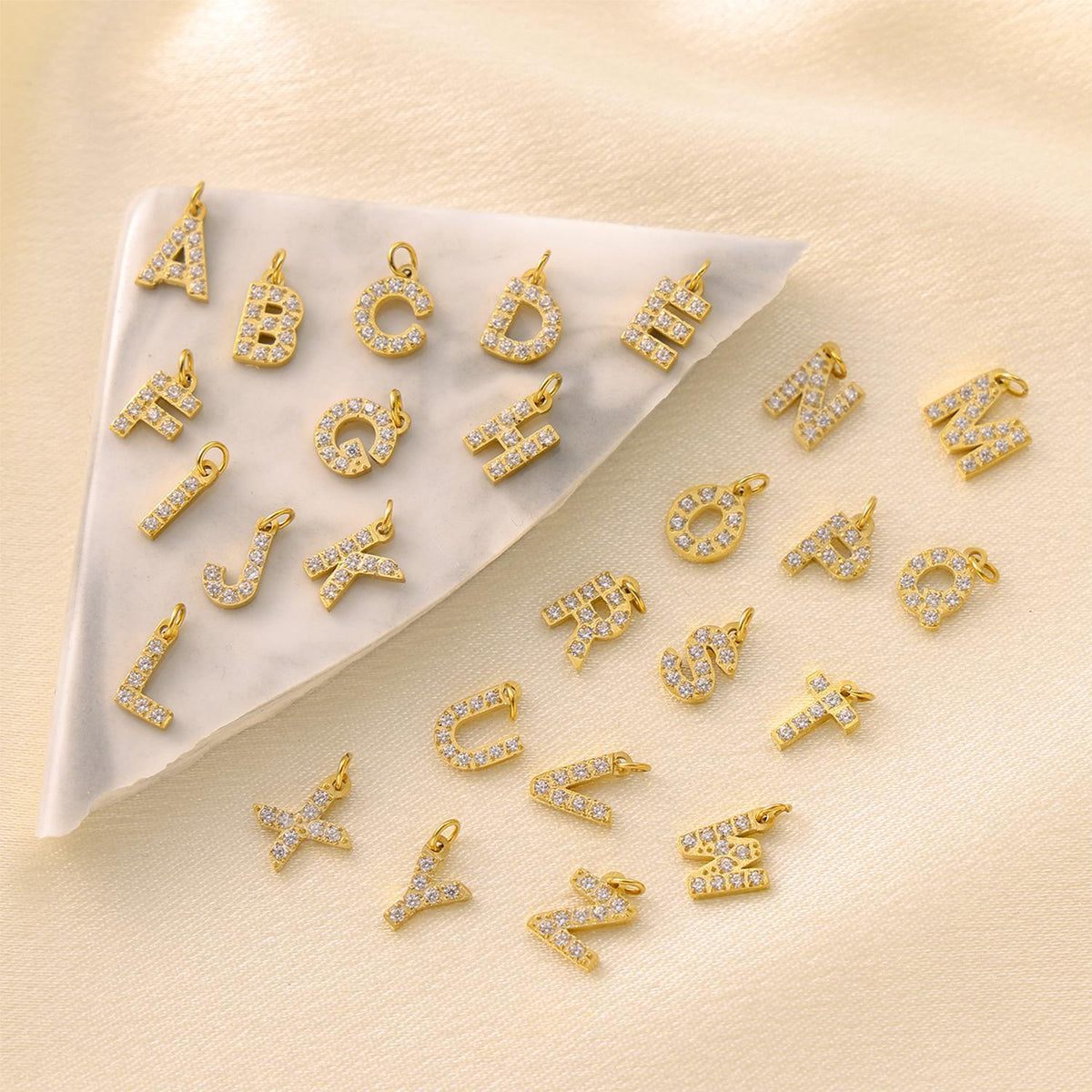 Zircon Letter and Number Necklace Charms
