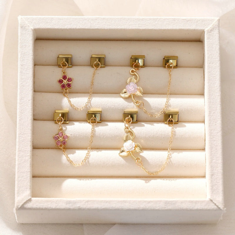 Double Link Flower Chain Charms