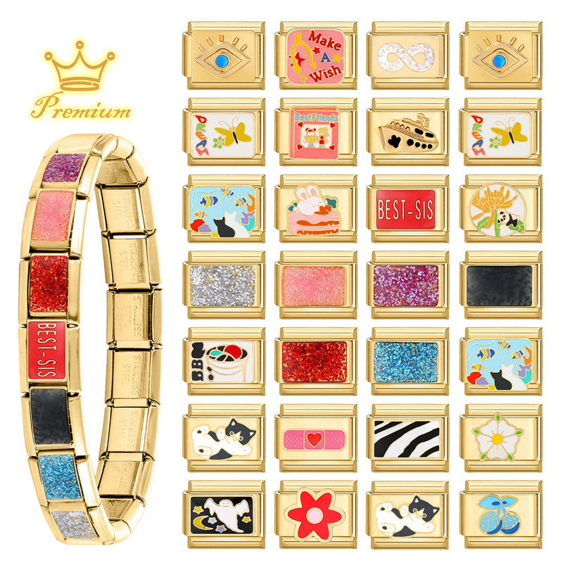 Gold Enamel Charms, Cute and Glitter