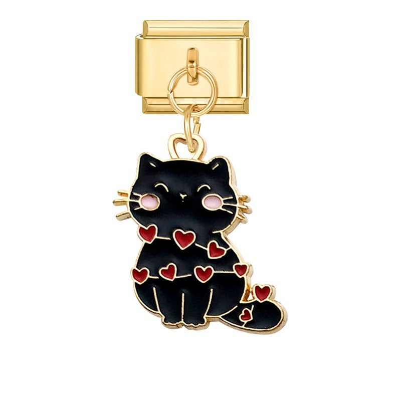 Black Cat with Hearts
