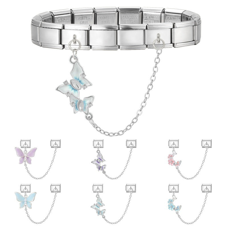 Silver Chain Link Charms, Butterflies
