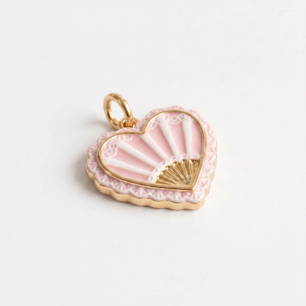 Pink Enamel Necklace Charms and Chains