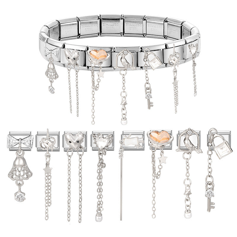 Silver Chain and Tassel Dangle Charms