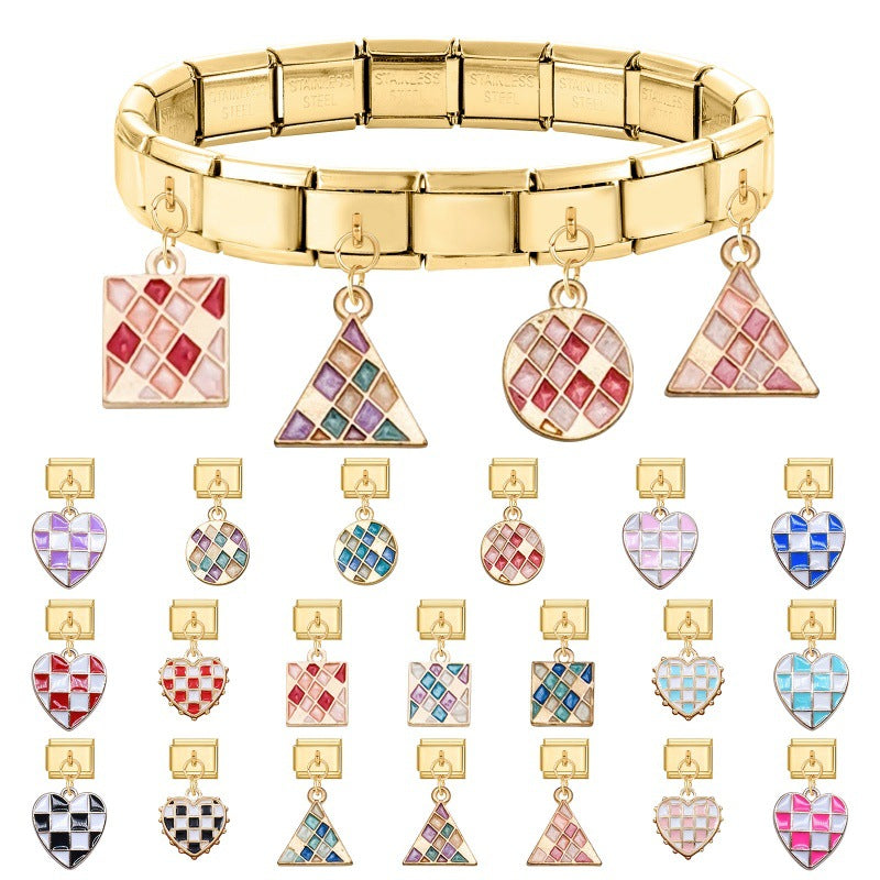 Gold Mosaic and Checkered Dangle Charms