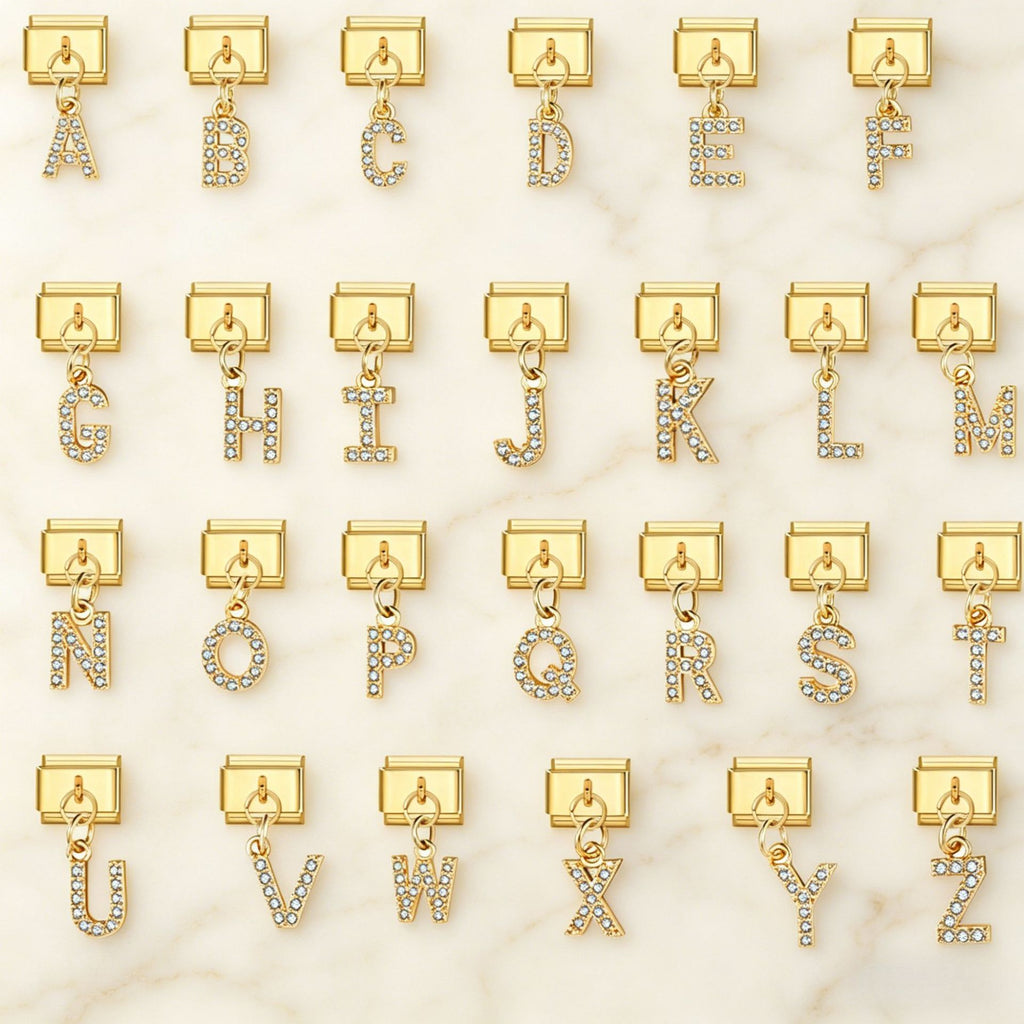 Gold Letter Dangle Charms A to Z