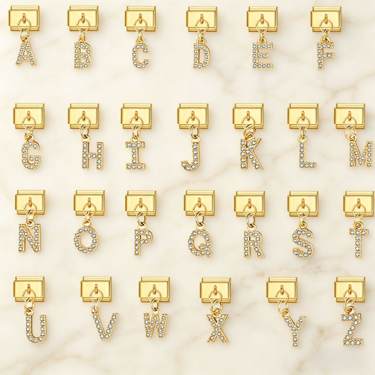 Gold Letter Dangle Charms A to Z