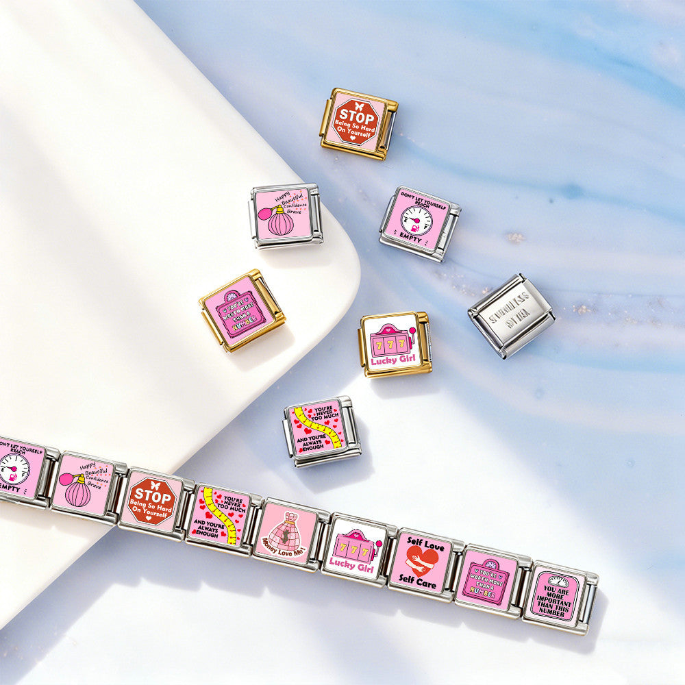 Pink Self-Love Charms, Silver and Gold