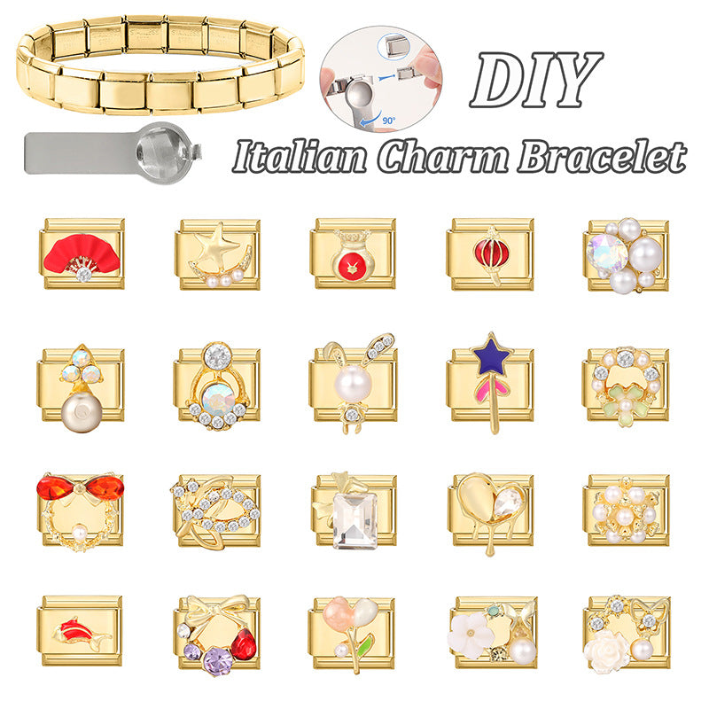 Gold Charms with Pearls and Crystals