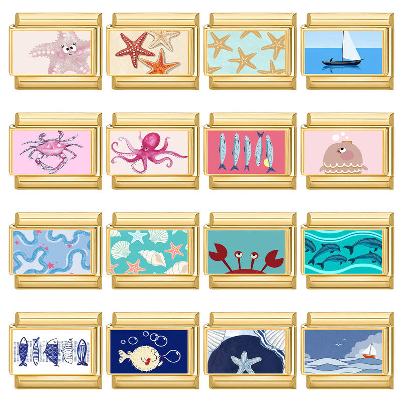 Gold Ocean Charms, Sea Life