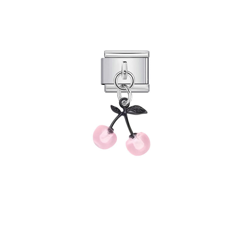 Pink Cherries with Black Leaf