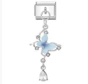Blue Butterfly Drop, Silver