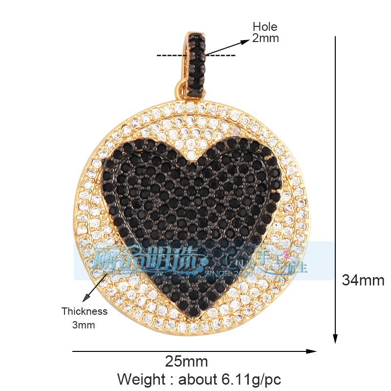 Black Pave Heart Disc