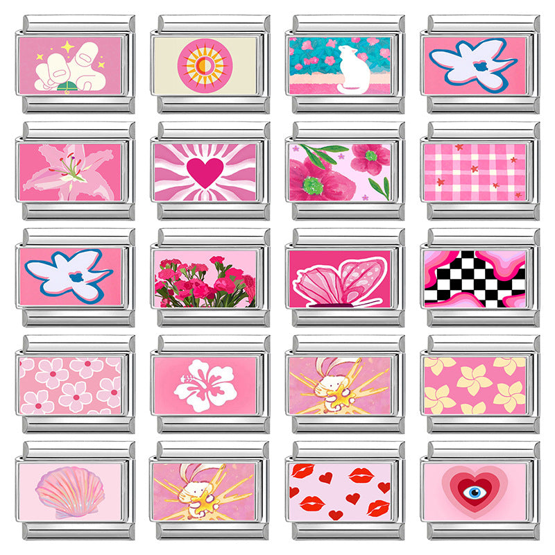 Pink Photo Charms, Flowers and Hearts