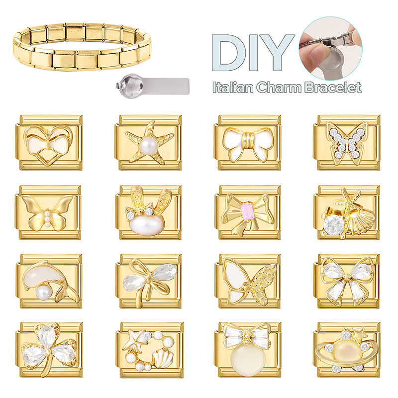 Gold Pearl and Crystal Charms