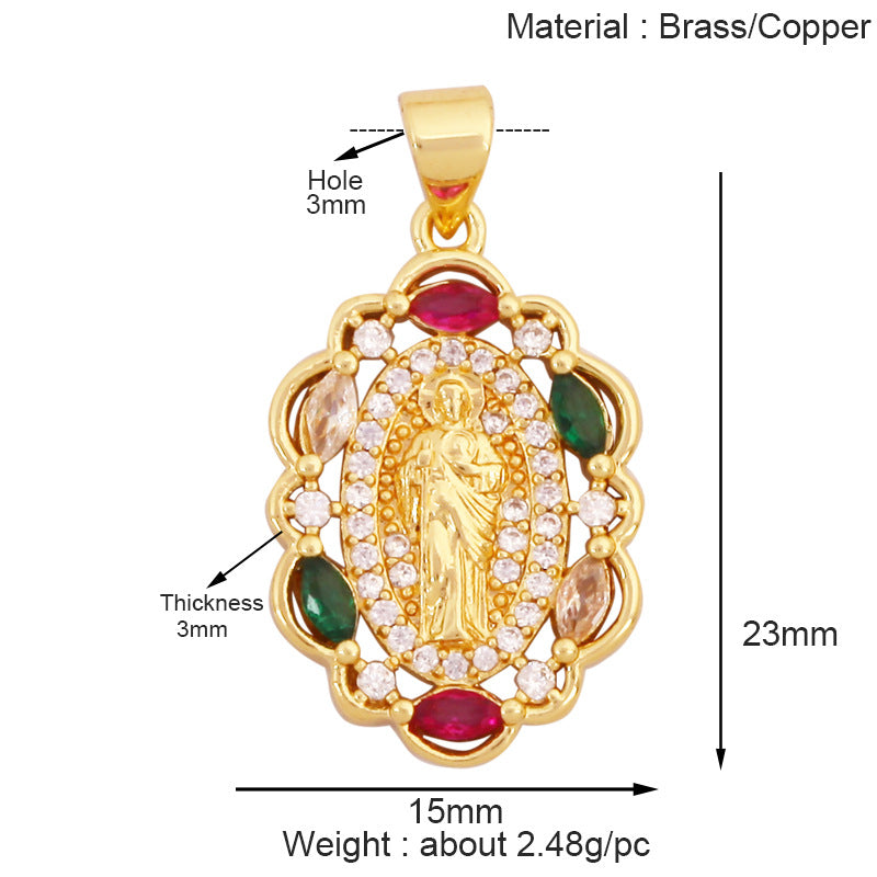 Mary Gem Oval Medal
