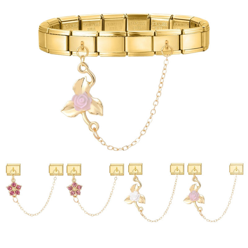 Double Link Flower Chain Charms
