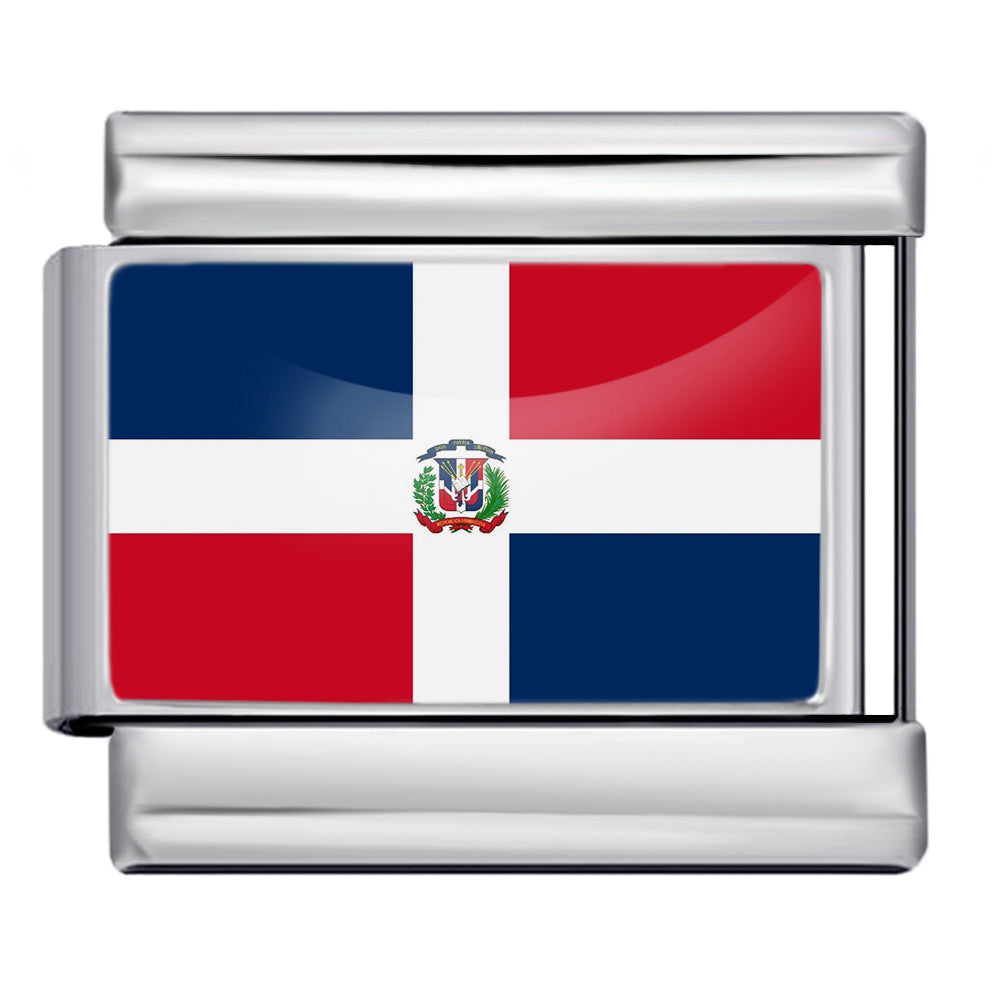 Dominican Republic Flag, Silver