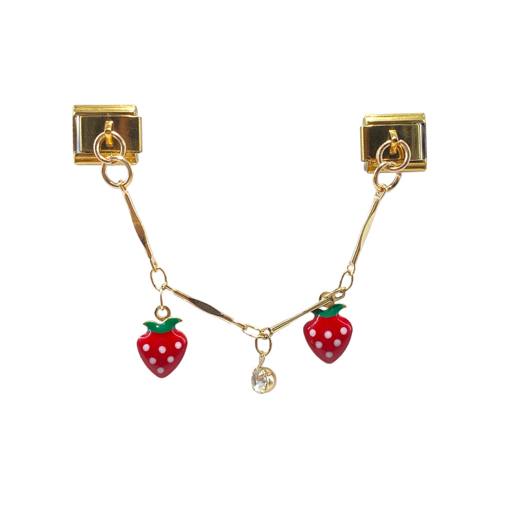 Gold Chain Charms, Cherries and Strawberries