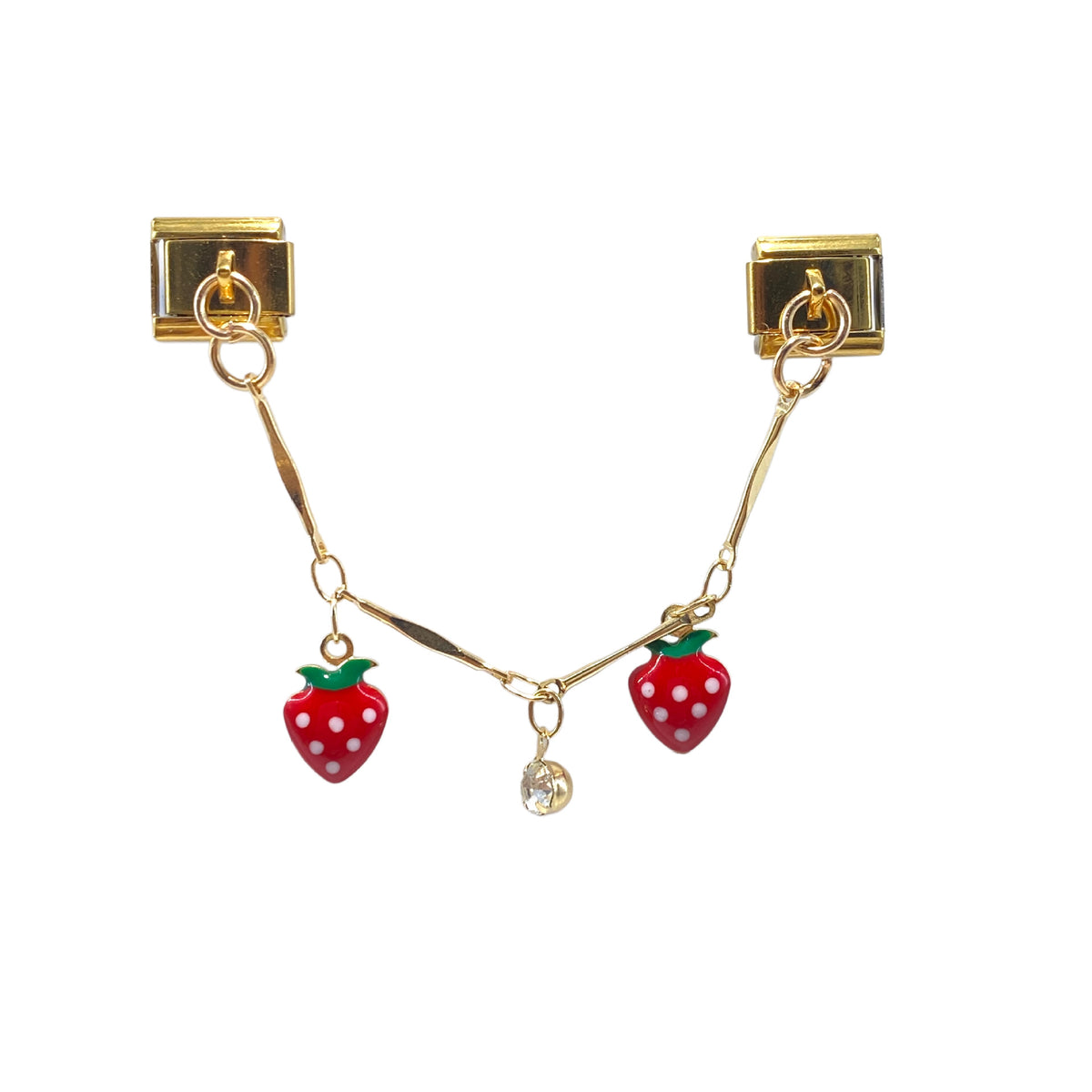 Gold Chain Charms, Cherries and Strawberries