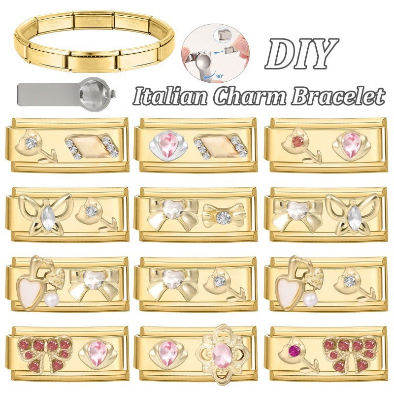 Gold Crystal Double Charms