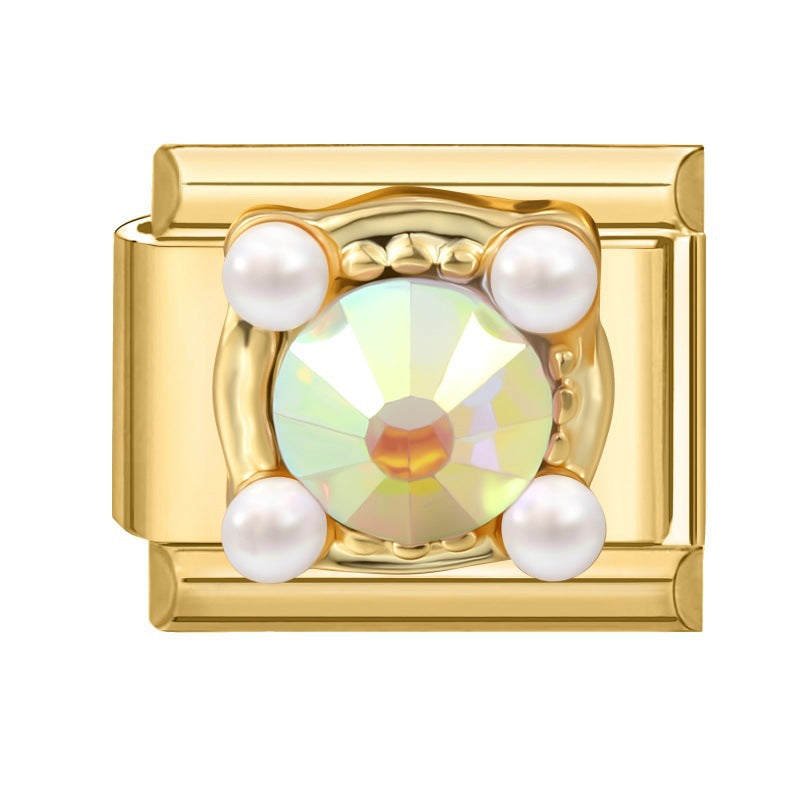 Iridescent Crystal with Pearls